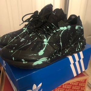 Custom mint paint splatter Adidas Tubular